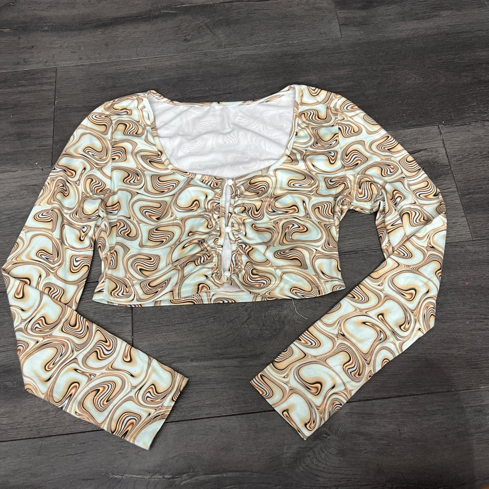 Stylish Cream and Brown Women's Top